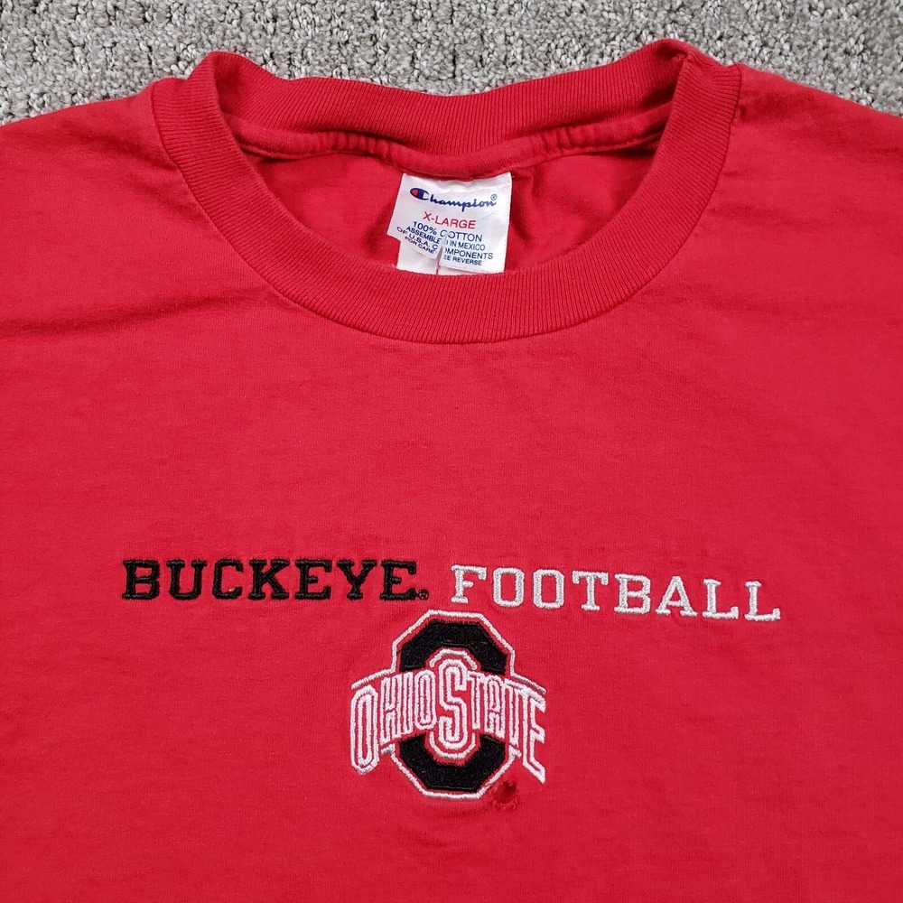 Champion Ohio State Buckeyes Shirt Mens XL Red Buckeye Football Embroidered OSU